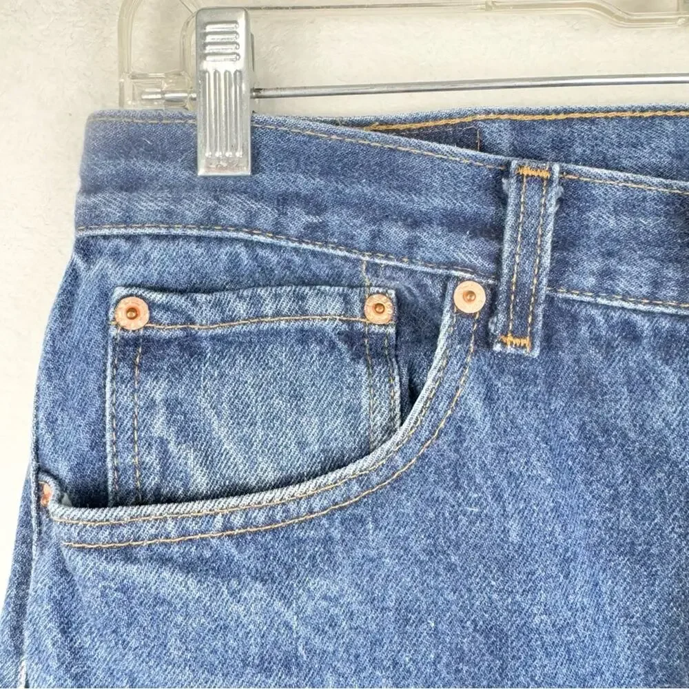 Vintage 80's Levi's 501xx‎ Button Fly Dark Wash Slight Distress Rigid Size 34x33